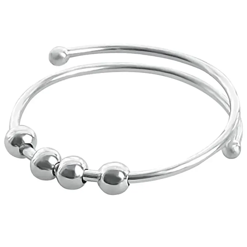  Tiktok Hot Sale Anxiety Sliding Beaded Ring Fashion Gold Plated Spinner Adjustable Anti-stress