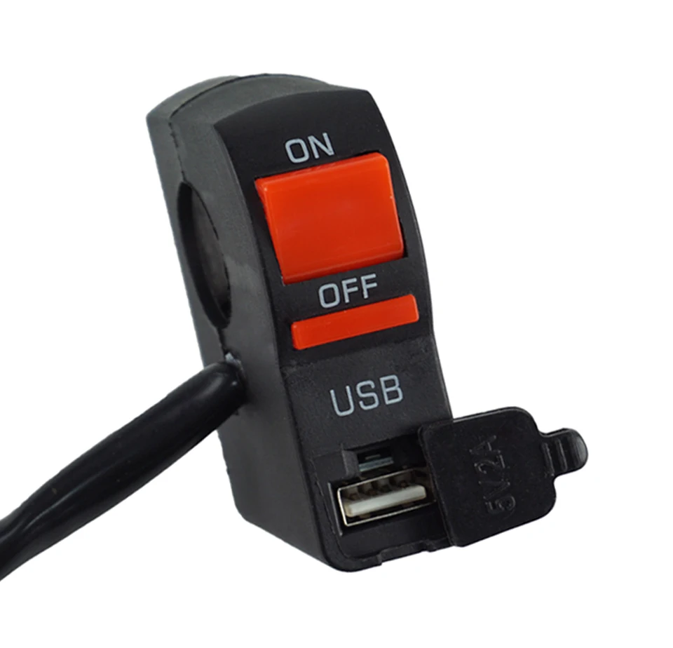 Мотоциклетный USB-переключатель для зарядки, 22 мм, 7/8 дюйма