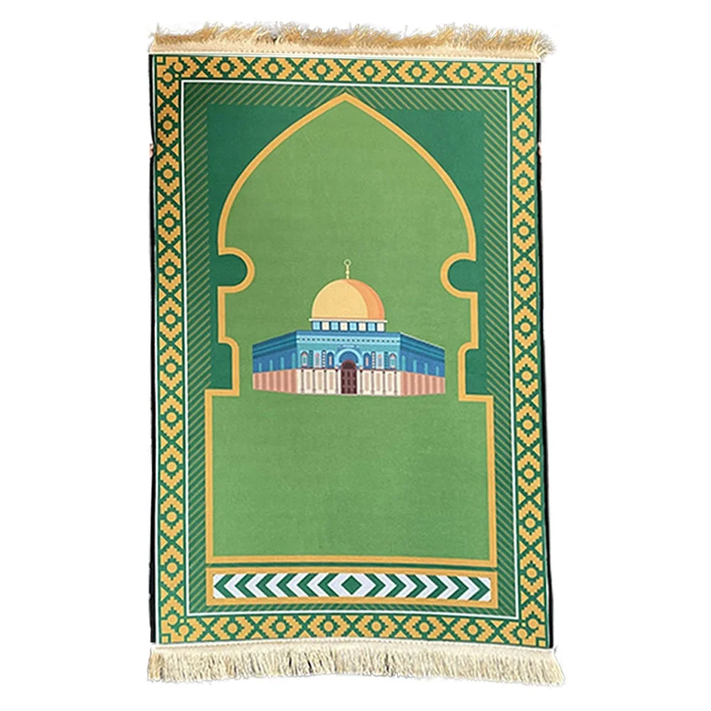 Islamic Ramadan Eid Gift Luxury Prayer Mat Green Prayer Rug Muslim Prayer Carpet