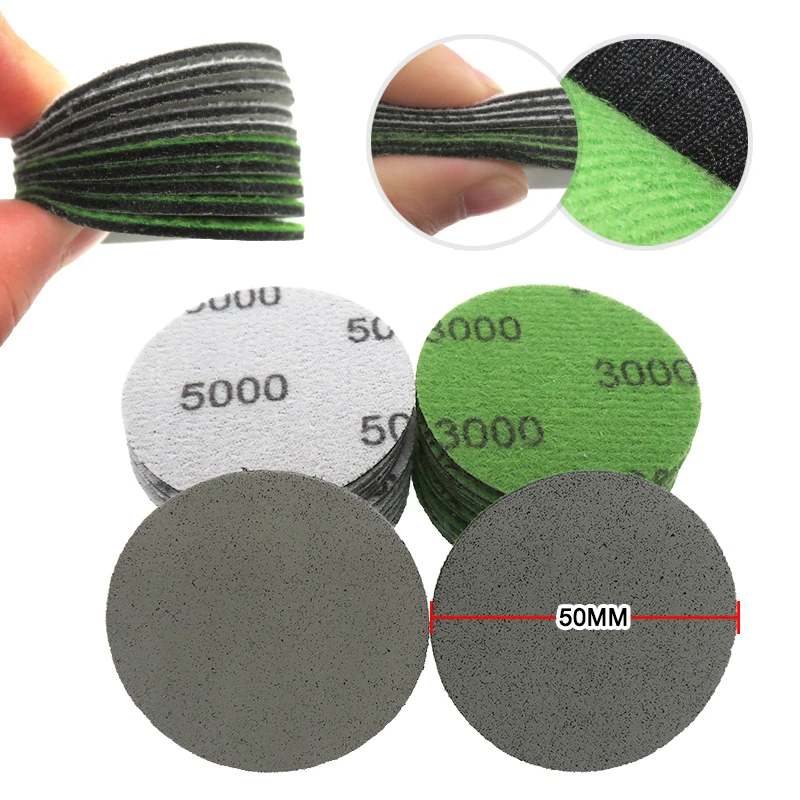 2Inch 998A Hook and Loop Foam Abrasive Disc Sanding Sponge Paper for Car Painting Removing Fine Sand Scratches 3000-5000Grit