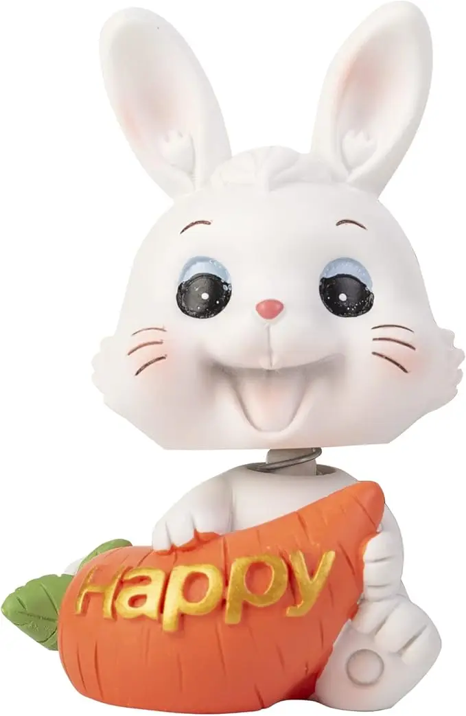 Cute Bunny Car Ornaments Rabbit Car Dashboard Decorations Shaking Head Doll