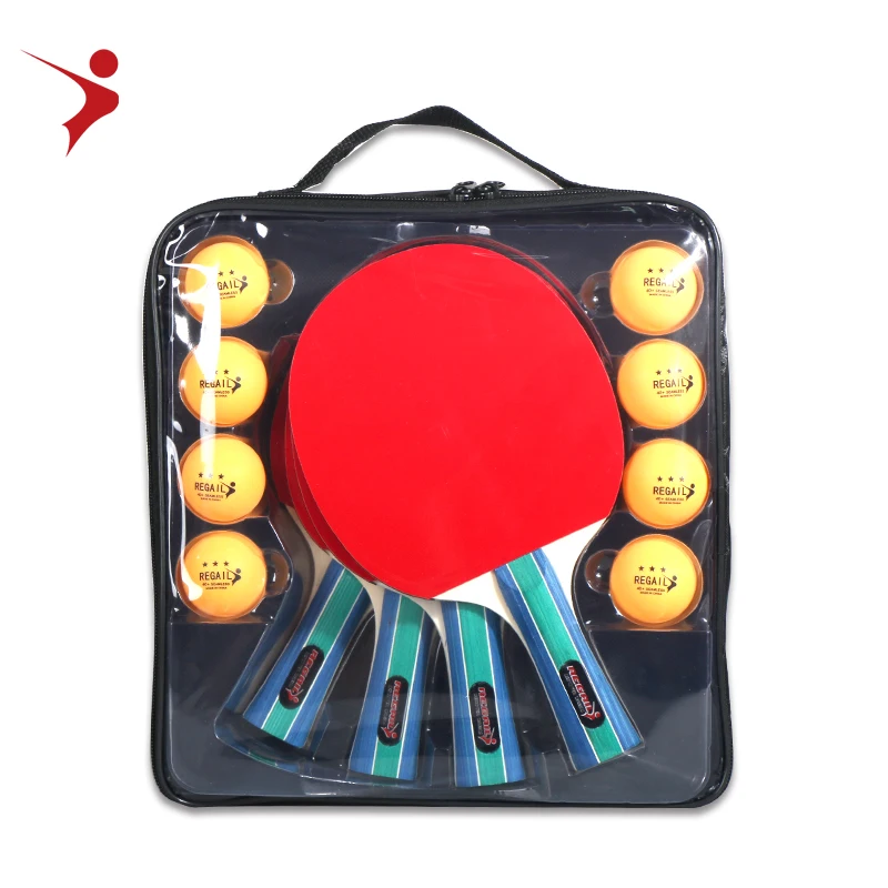 Customized logo good quality professional 4 player table tennis racket set ping pong racket table tennis paddle manufacture