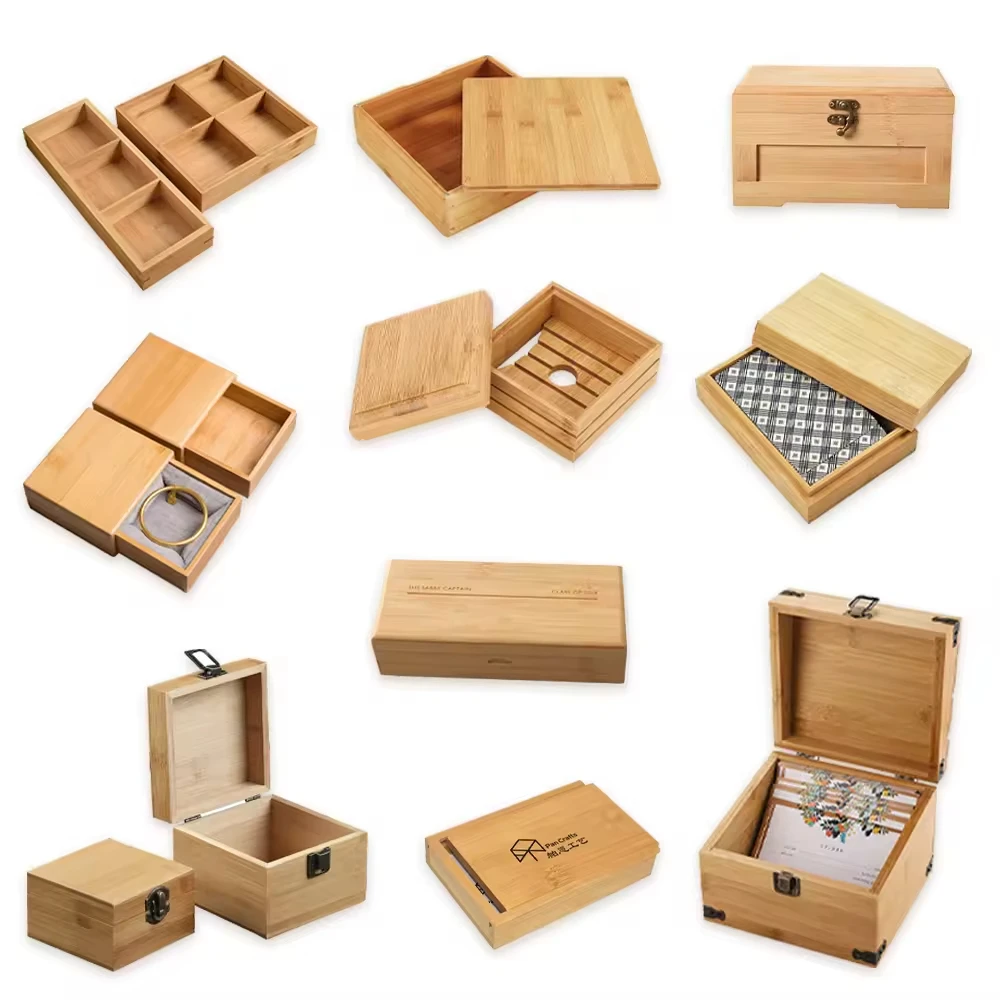 Professional custom logo gift bag loose custom product packaging bamboo unfinished wooden box