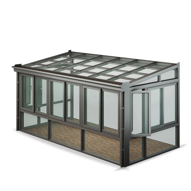 Outdoor Garden Sunroom with Low-e Tempered Glass Small Tiny House Sunny Sunshine Glass Sunrooms for Villa Aluminum Frame