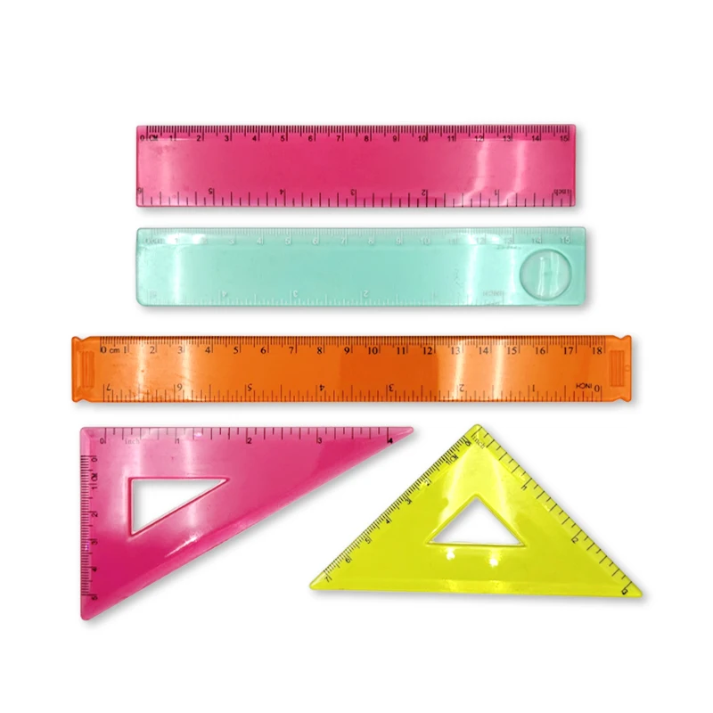 Custom Multifunction Plastic Ruler Drawing Geometry Ruler OEM Design 15cm Template Ruler