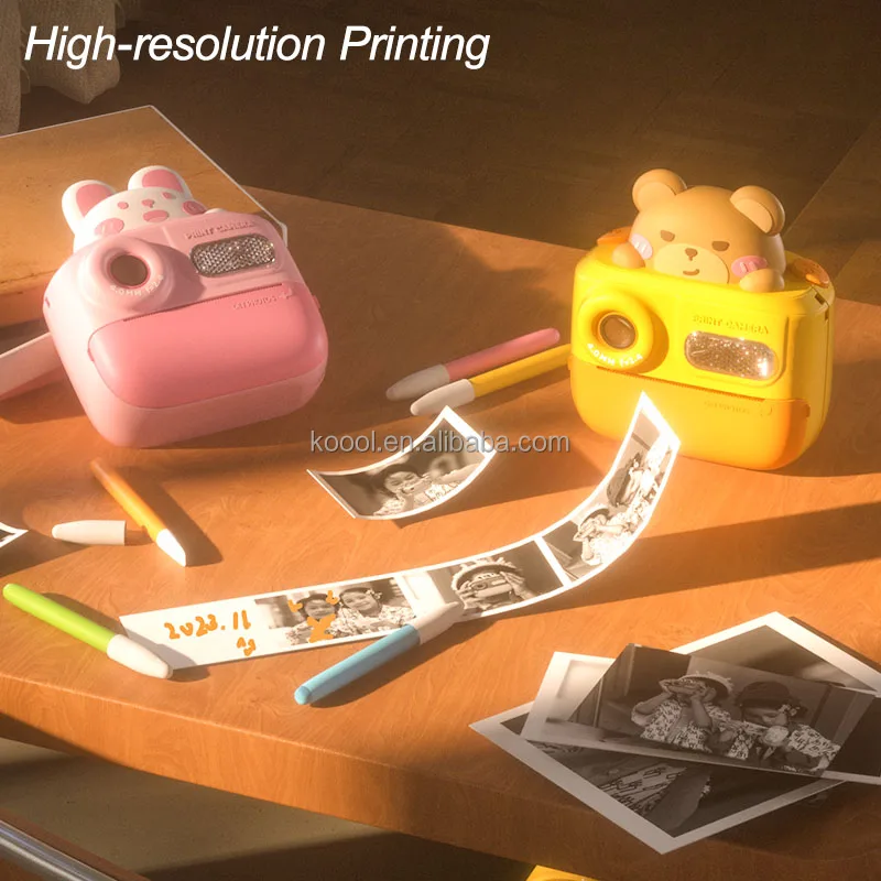 K64 Cute Cartoon Design HD 48 Million Pixel Video Recording 1080P Instant Print Camera Children Kids Toy