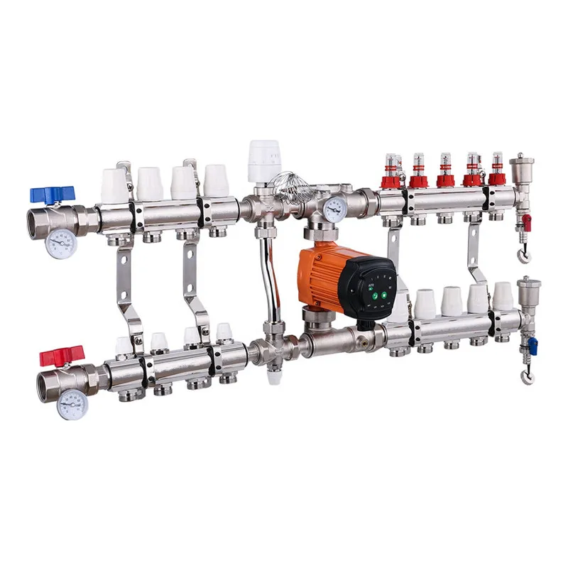 Floor Heating Brass Manifold with Mixing Water Valve For Underfloor Heating System