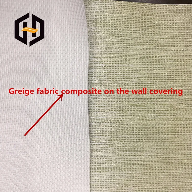 Greige mesh netting flat backing cotton gauze fabric composite for the wallcoverings