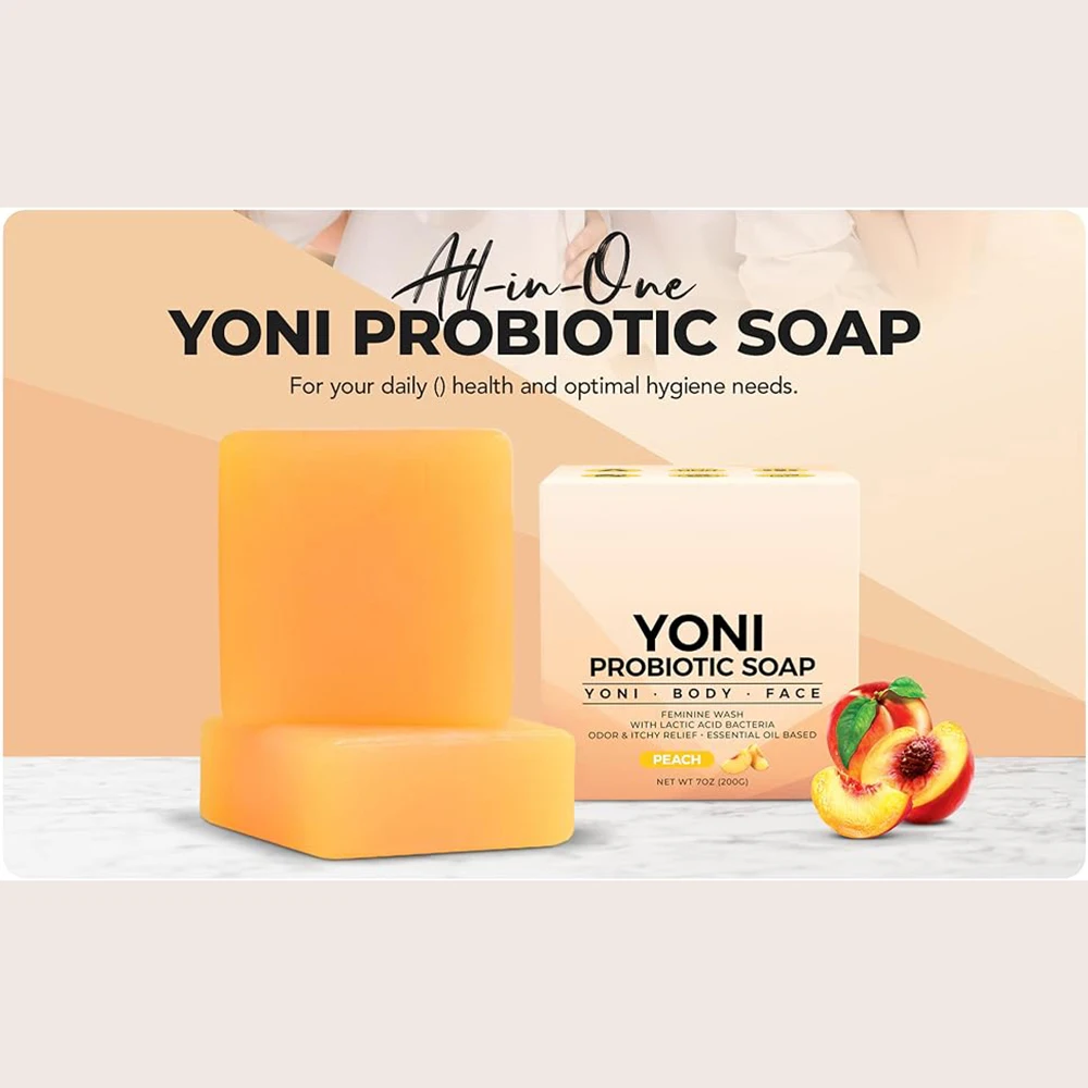 Wholesale Custom Peach Scent Vegan Ph Balance Probiotics Yoni Soap