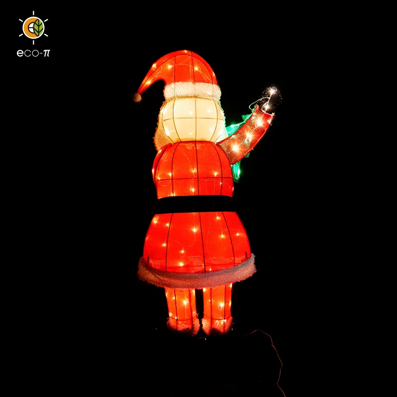 Solar USB charging outdoor waterproof Christmas decoration 3D SANTA WITH TREE Christmas led lights
