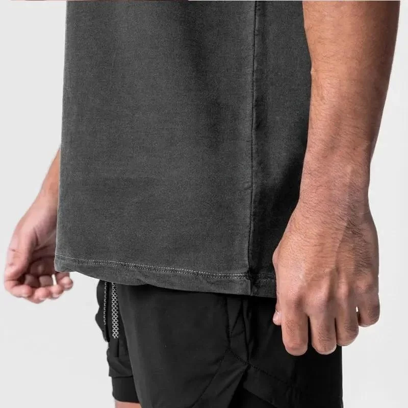 Oem Custom T Shirt Manufacturer Drop Shoulder Oversized Cotton Acid Washed Blank Black T Shirts For Men