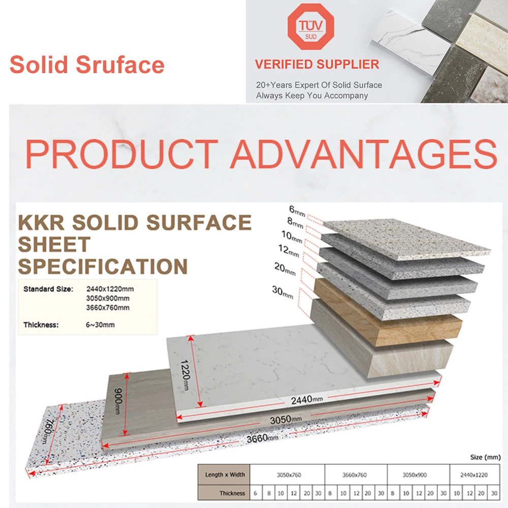 
Natural Marble Pattern Solid Acrylic Solid Surface Artificial Stone Sheets/Big Slabs 