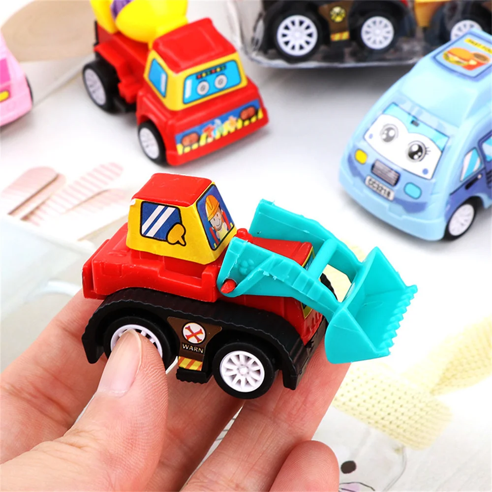 6 pcs Mini Car Model Toy Pull Back Car Toys Engineering Vehicle Fire Truck Kids Inertia Cars Boy Diecasts Toys for Children Gift