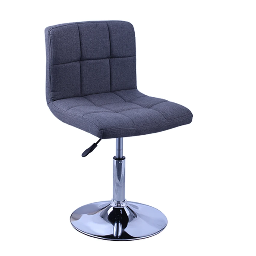 Современный тканевый барный стул с регулируемой высотой и хромированной основой