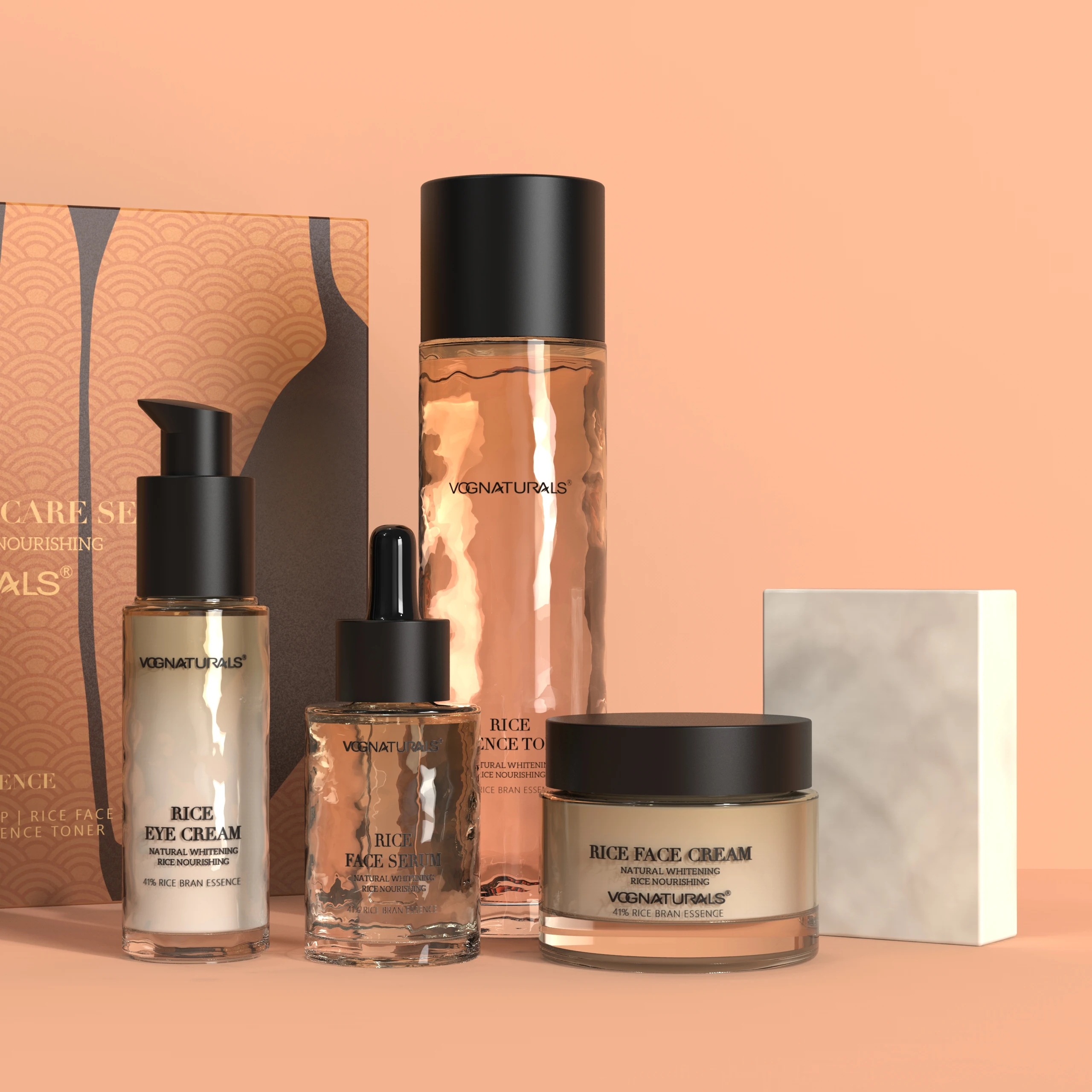 Private Label OEM Daily Skincare with Rice Whitening Face Care Set