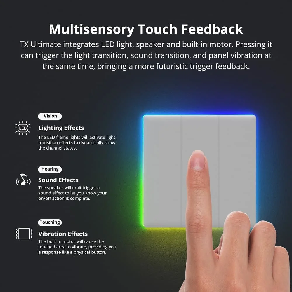 SONOFF TX Ultimate Smart WIFI Touch Wall Switch T5 series Full Touch Smart LED Light Muti Senssory Touch Alexa EU Wall Switch