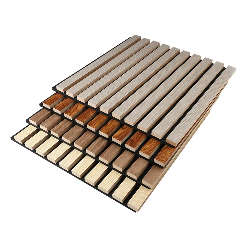 Healthy PET Felt / Polyester Fiber Soundproofing Slat Wooden Acoustic Wall Panel