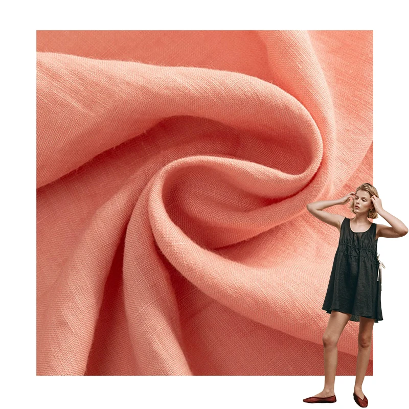 100% pure linen 165g washed linen breathable anti-bacterial for the production of linen clothing fabric