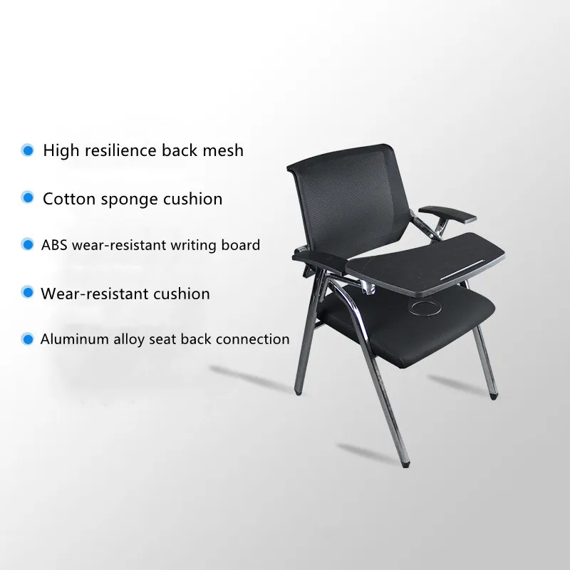 integrated convenient plastic meeting portable backrest office chair training mesh conference chair with folding writing board