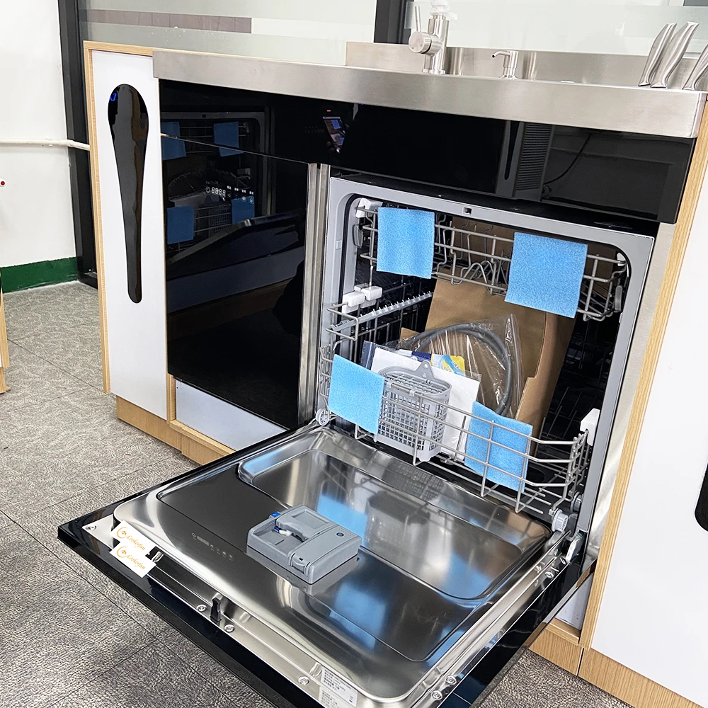 OEM ODM Fully Automatic Soft Touch Key Control Freestanding Built-in Dishwasher Dual-Use Sterilizer Dryer Bowl Brushing Machine