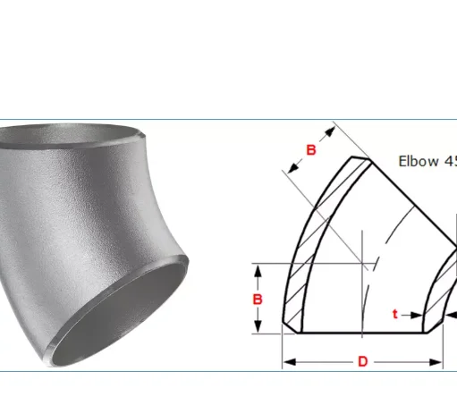 Бесшовная углеродистая сталь A234 WPB длинный радиус короткий 45 градусов колено