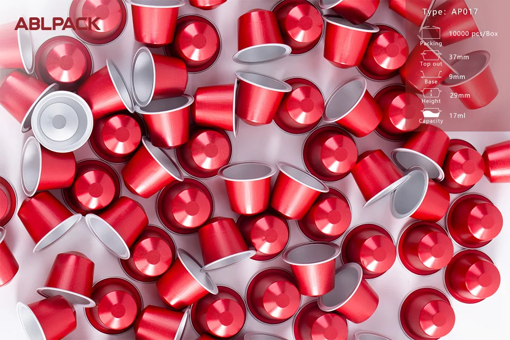 ABL PACK food grade nespresso kapseln disposable aluminum foil coffee capsule pods with alu lids