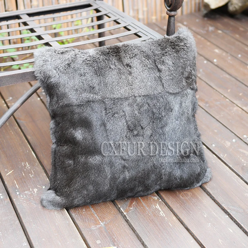 CX-D-05B Home Decorative Winter Warm Real Rabbit Fur Pillows Case Body Pillowcase