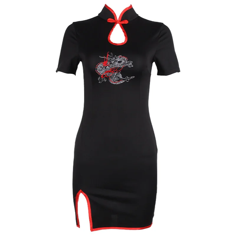 Women Clothing Chinese Style Lady sexy Qipao Cheongsam Cami Casual Bodycon Dress Customize Embroidery Cheongsam