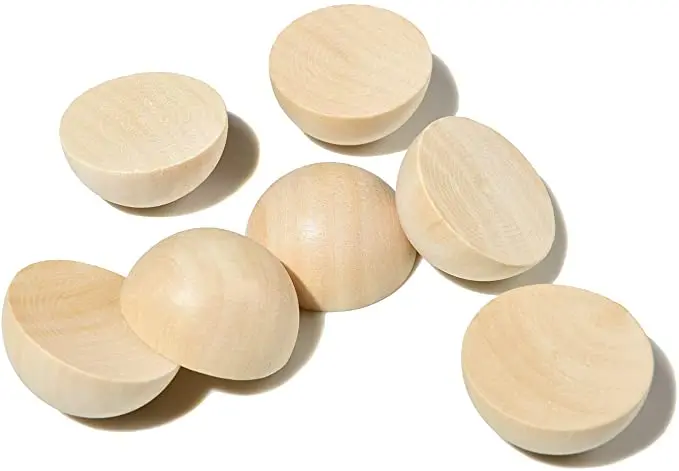 Tailai Unfinished Split Wooden Balls Half Cut Wood Paint DIY Craft Toy Home Decoration