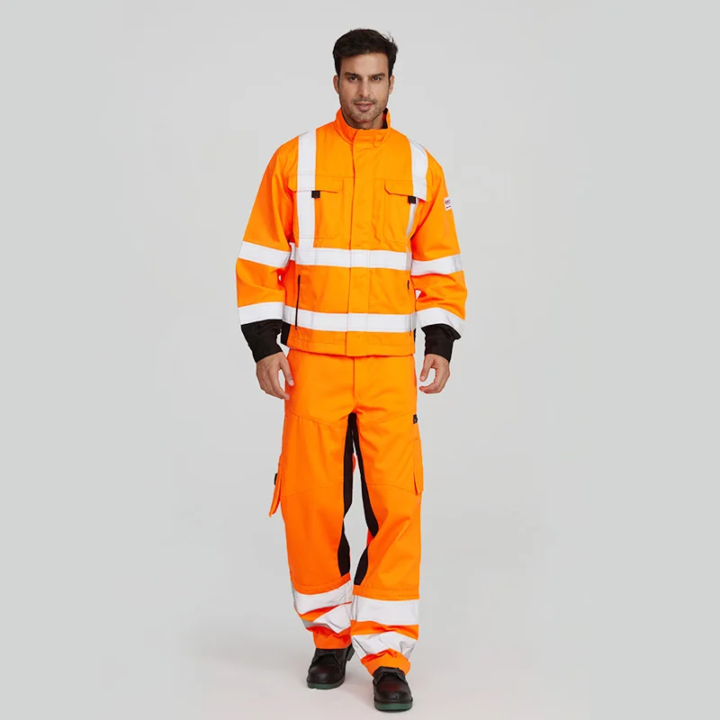 wholesale customized high visibility uniform FR electrical suit construction clothing mining safety workwear for men