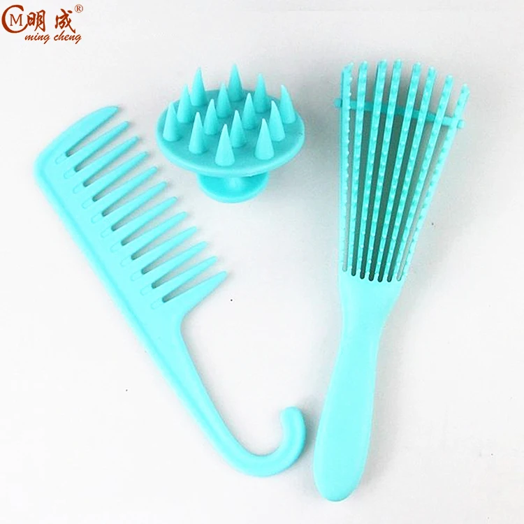 Manufacturer sells  big tooth massage comb, big wave, detangling scalp thicken rubber hair shampoo hair comb and brush set