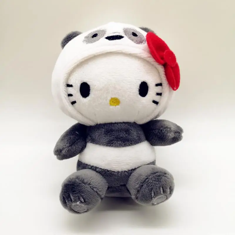 10CM Kawaii Anime Plush Toy With Bow Cats Brown Bear White Bear Panda Cute Soft Stuffed Pendant