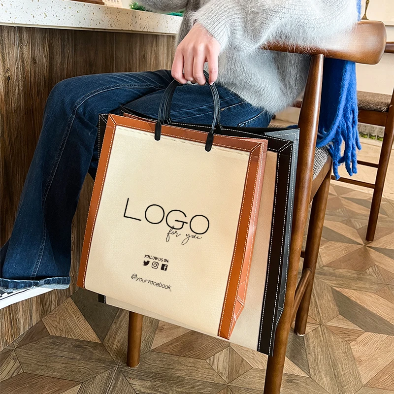 Cheap tote bags custom printed recyclable fabric non woven shopping bags with logo