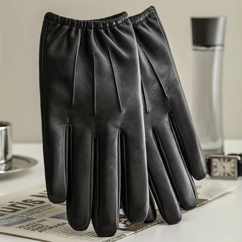 Заводские Профессиональные черные модные мужские перчатки из овечьей кожи для вождения