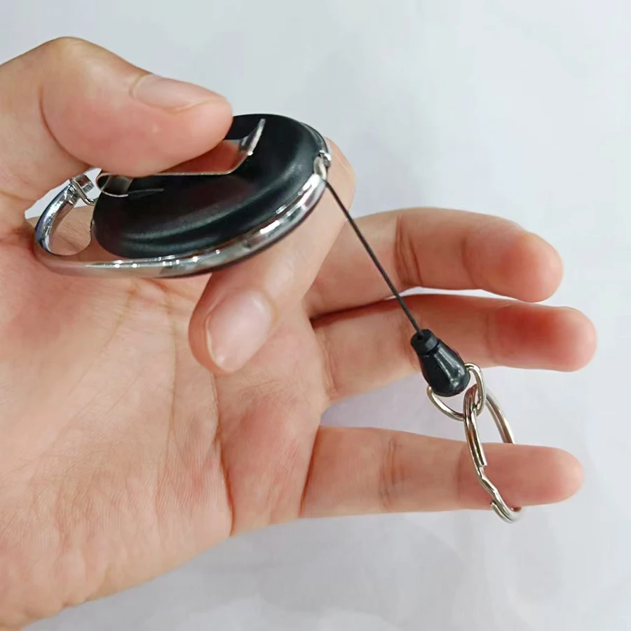 Retractable Keychains Custom Print Heavy Duty Retractable Keychains Ring Holder Set Retractable Badges Reel Clip Steel Wire Rope