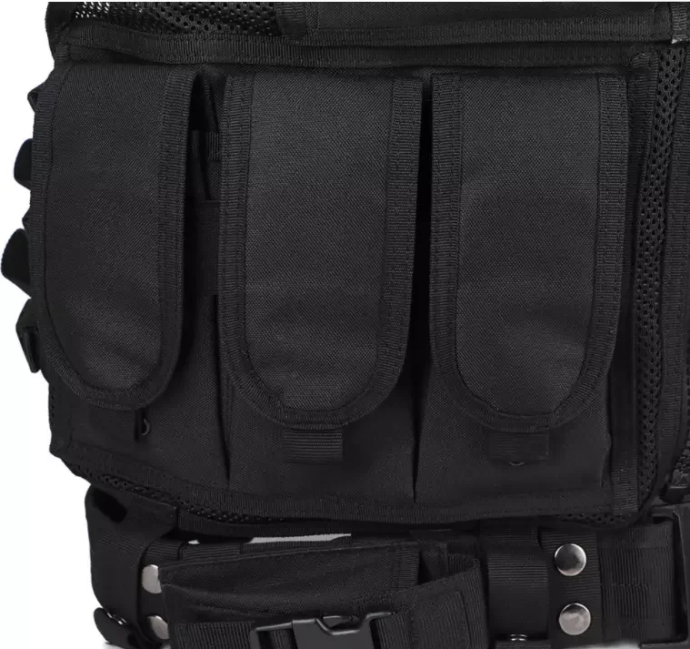 
NcDe Breathable Tactical Vest with Waist Belt CS Military Cross Draw Combat gun Fully Adjustable Black 