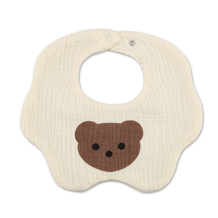 Baby saliva towel 6-layer thick pure cotton gauze 360 degree newborn bib cartoon print