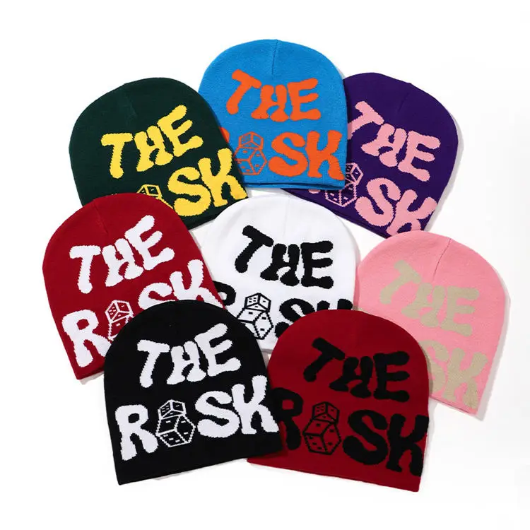 Hot Sale Knit Hat Custom Logo Jacquard Beanie Knitted Hat Breathable Hip Hop Acrylic Winter Hats