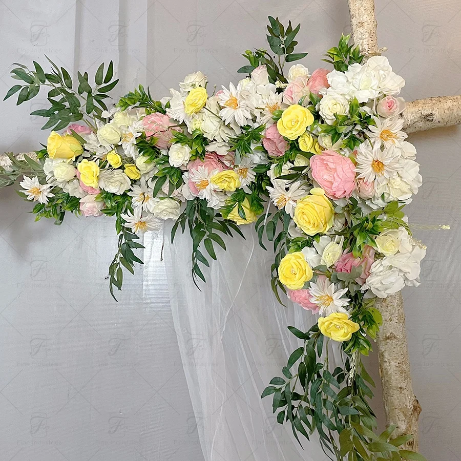 FW Wedding Party Decorative Artificial Silk Flower Foam Strip Aisle Floral Table Runner