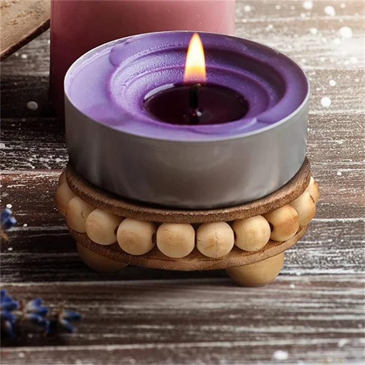 Custom set of 2 stackable display riser stands beaded pedestal tray vintage wood pedestal