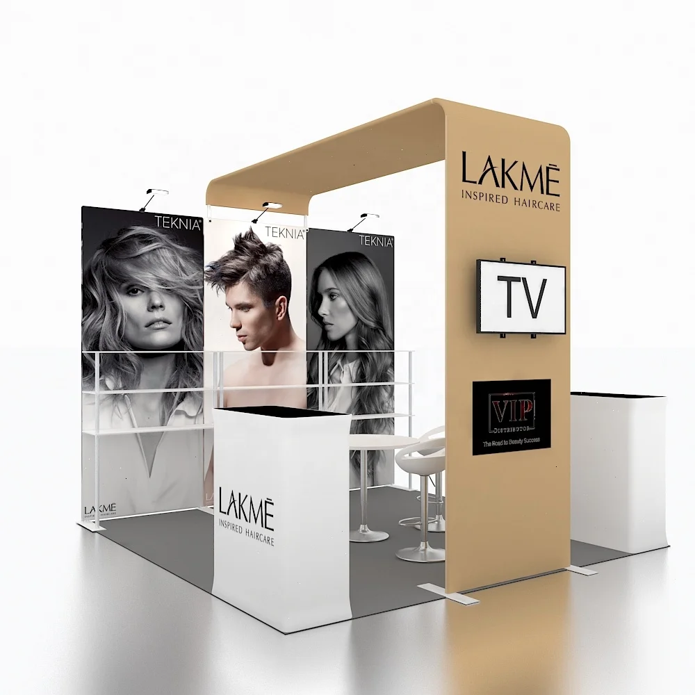 Modern 10x10 Aluminum Tension Fabric Expo Booths Custom Modular Easy Setup Advertising Trade Show Display Booth Exhibition