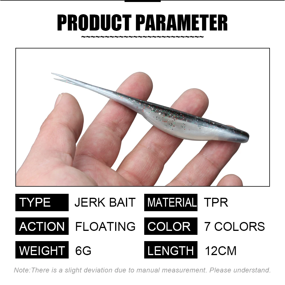 Spinpoler TPR Floating Jerk Bait Shad Minnow Soft Fishing Lure 10x Strong Artificial Bait Split Tail Drop Shot Bass Pike Zander