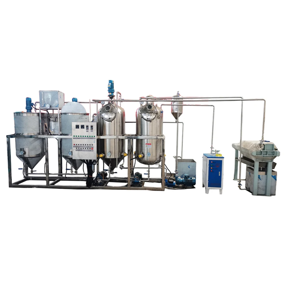 low price oil refining machine 1-2T/D cooking oil refinery plant for vegetable oil hot on sale