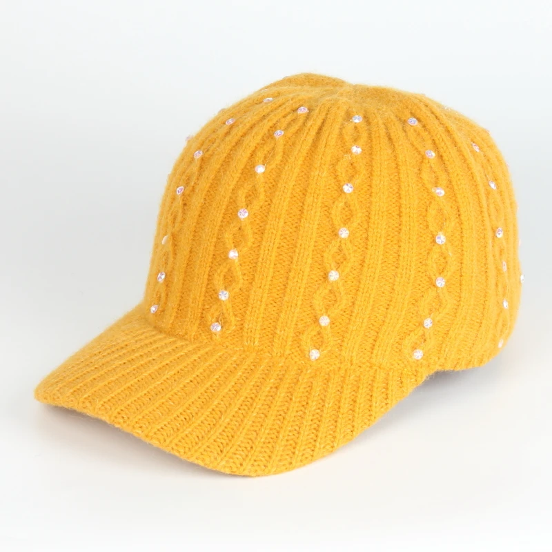 Wholesale New Fashion Winter Chic Wool Knitted Braid Diamond Baseball Gorras Trucker Golf Tennies Dad Hats For Women