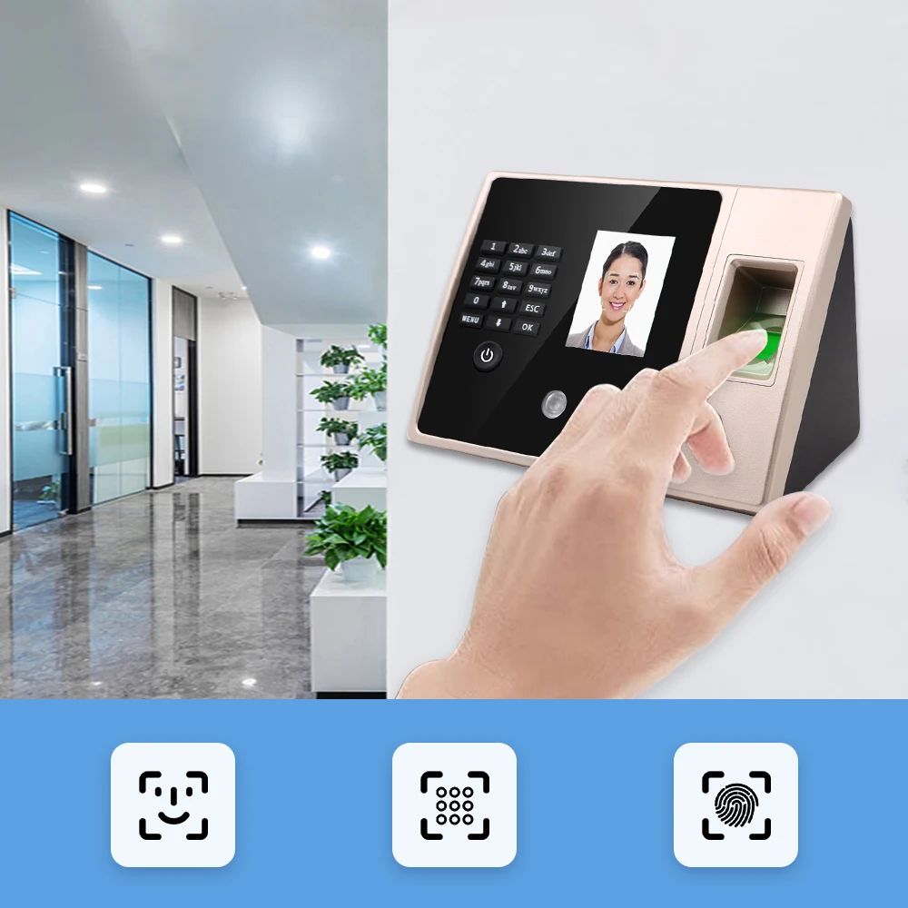 FA02Staff Biometric Face Recognition Fingerprint Scanner Clock In And Out Employee Time Attendance Machine Time Recorder