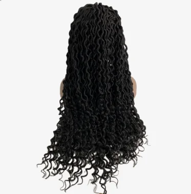 natural look 28inch Long Synthetic Hair Black Color Wavy Soft Dreadlocks Wig 9*6 Lace Frontal Wigs for Black Woman