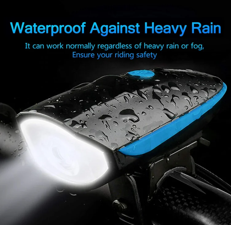 Waterproof 2 in 1 Bicycle Accessories Lamp Road Cycling Rechargeable Bike LED Light with Bell Horn