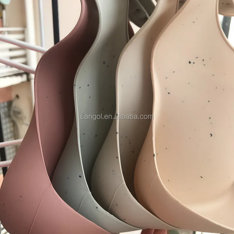 
Waterproof Silicone Baby Speckled Bib with Food Catcher BPA FREE FOODGRADE Silicone Bibs infants Babe Bibs 