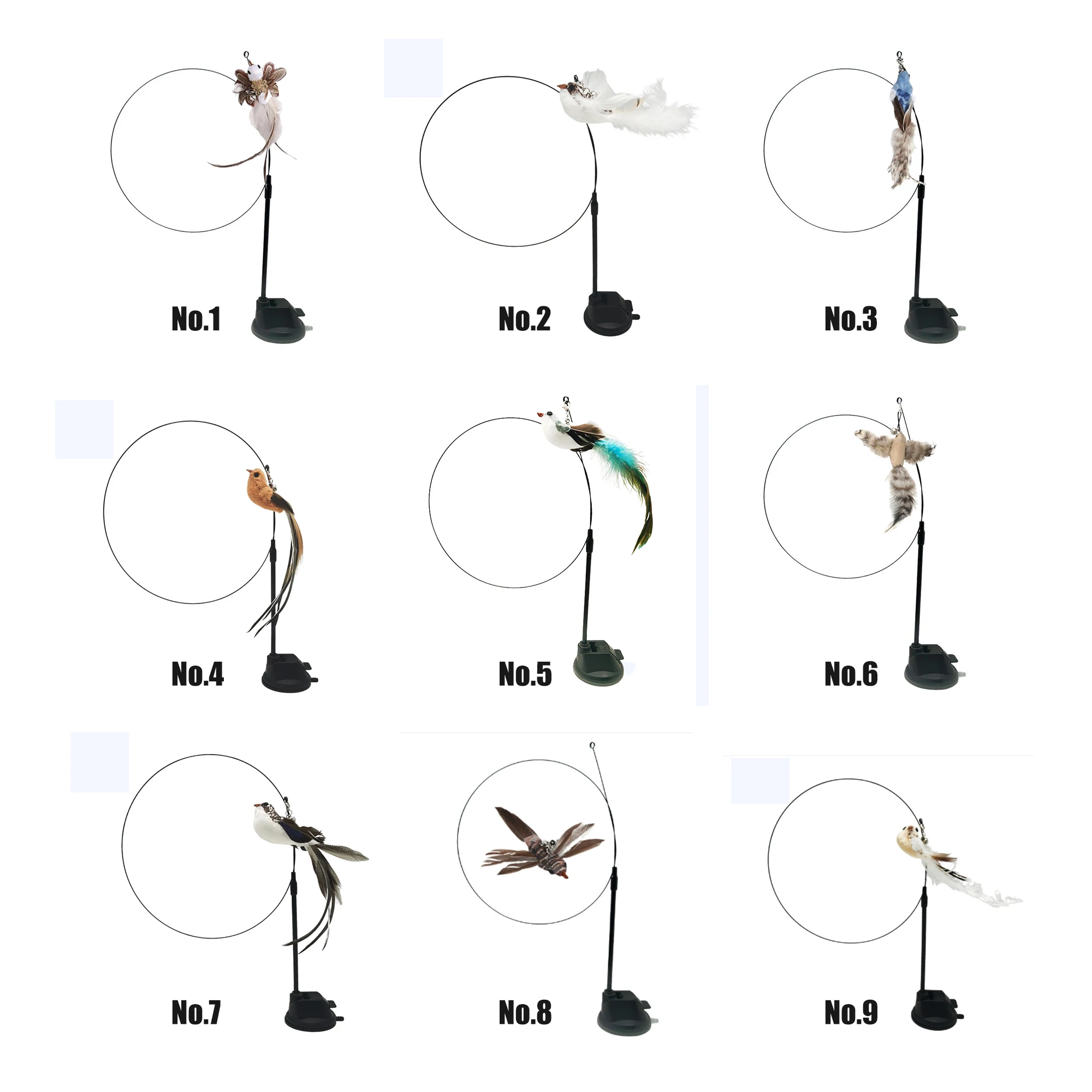Sucker Wire Long Rod Feather Teasing Cat Bird Design Cat Interactive Toy