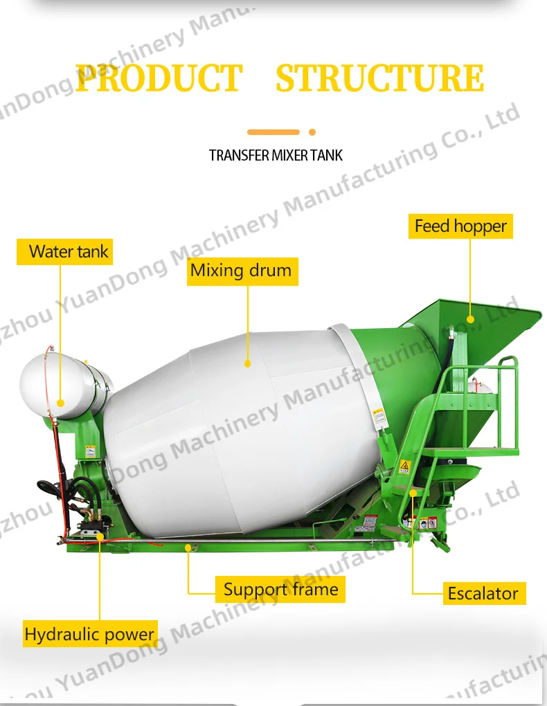 Diesel Engine Concrete Cement Mixer Tank Machine 1.5 Ton Small Concrete Mixing Tank